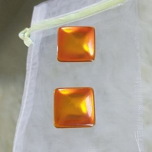 Vintage mid-century modern style orange square post earrings